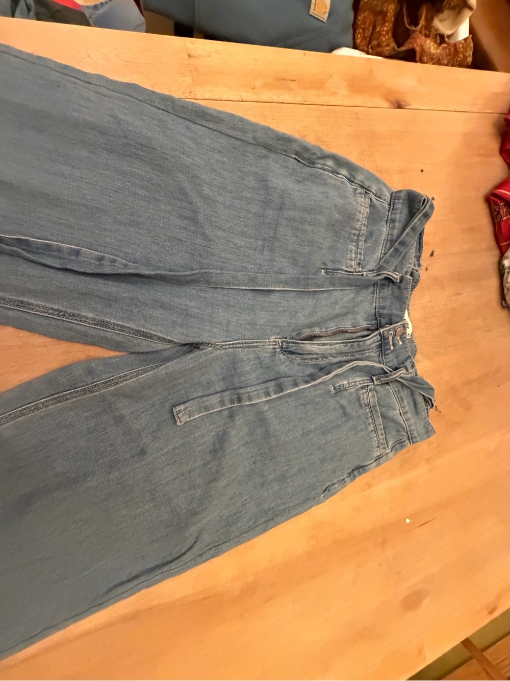 PAIGE Light Blue Wide-Leg Jeans with Tie Waist
